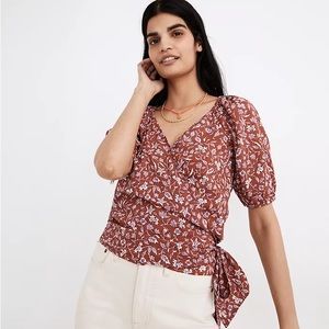 NWT Madewell Puff Sleeve Wrap Top